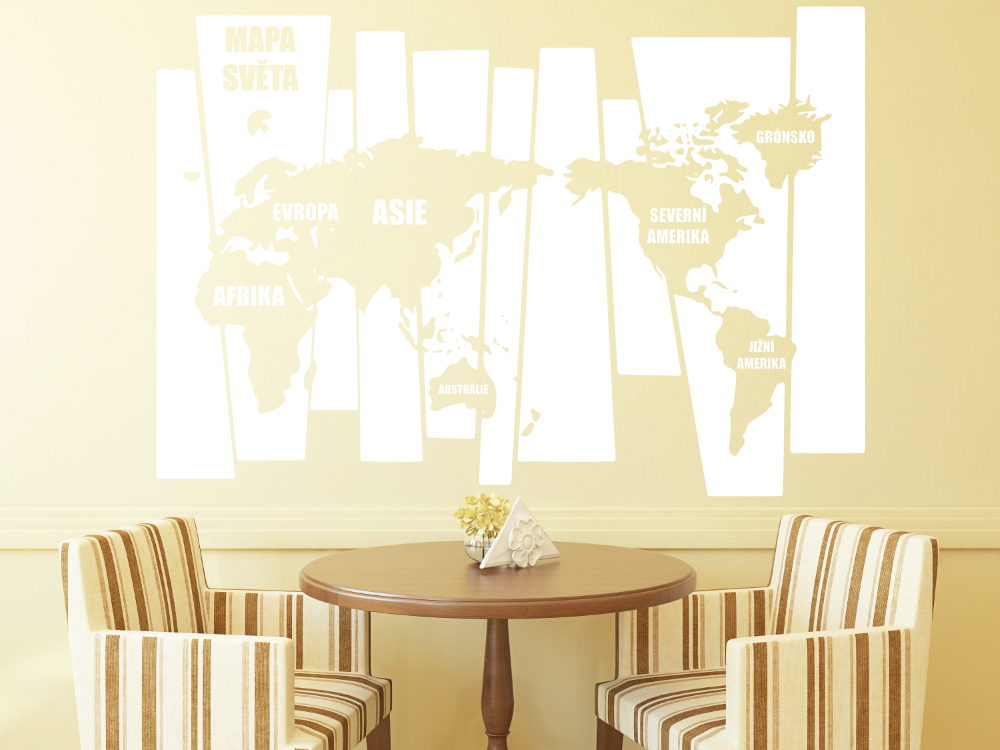 Mapa světa na dlaždicích - Samolepka na zeď