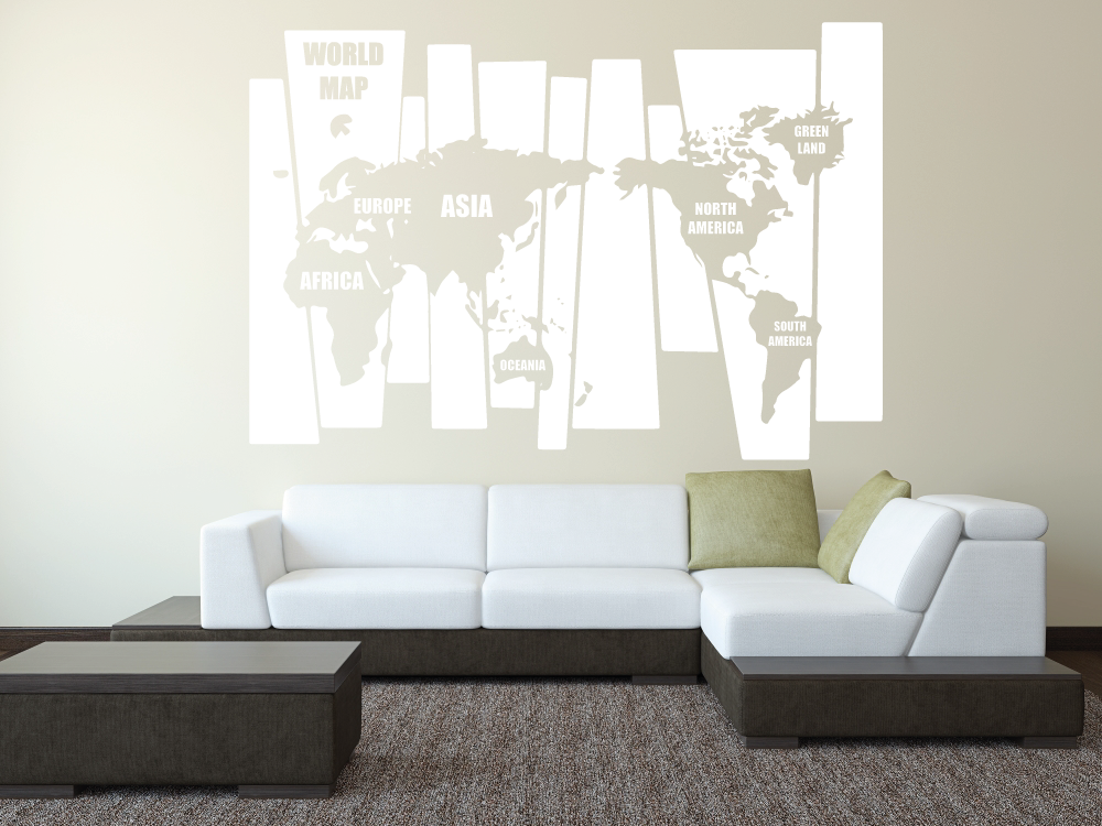 Mapa světa na dlaždicích EN- Samolepka na zeď