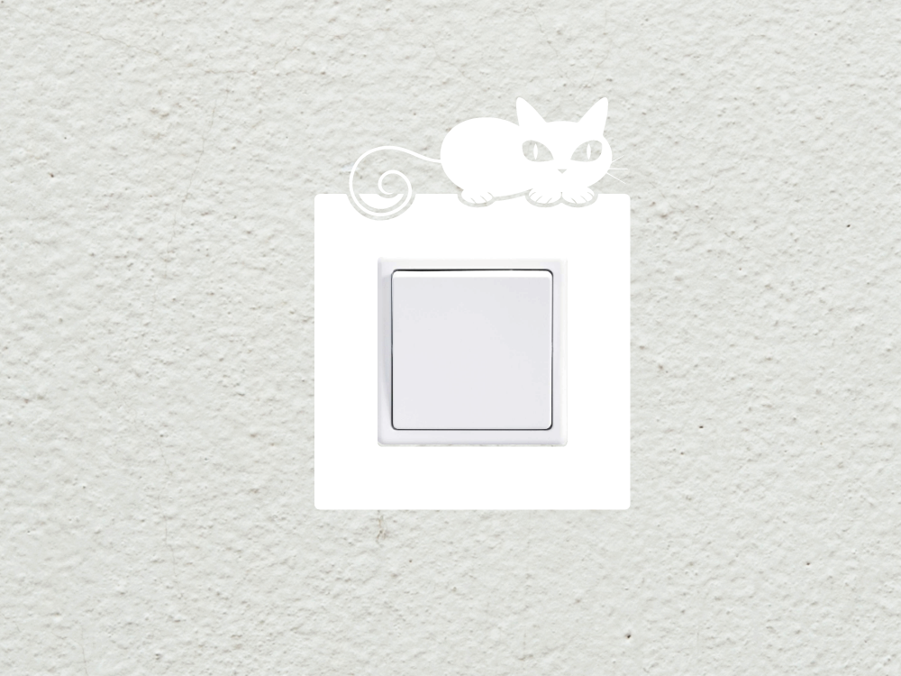 Kočka vypínač - zásuvka - Samolepka na zeď