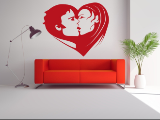 Muž a žena srdce - Samolepka na zeď
