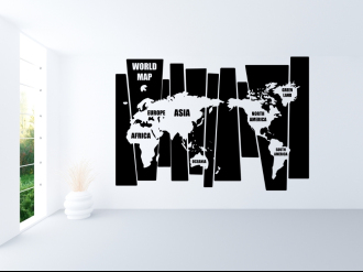 Mapa světa na dlaždicích EN- Samolepka na zeď